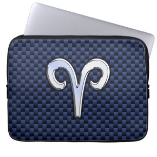 Capa Para Notebook Decor de Fibra de Carbono Azul Sinal Zodiac