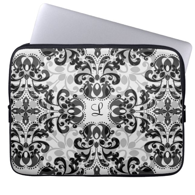 Capa Para Notebook Decoração de 13 polegadas, vitoriana e cinza (Frente)