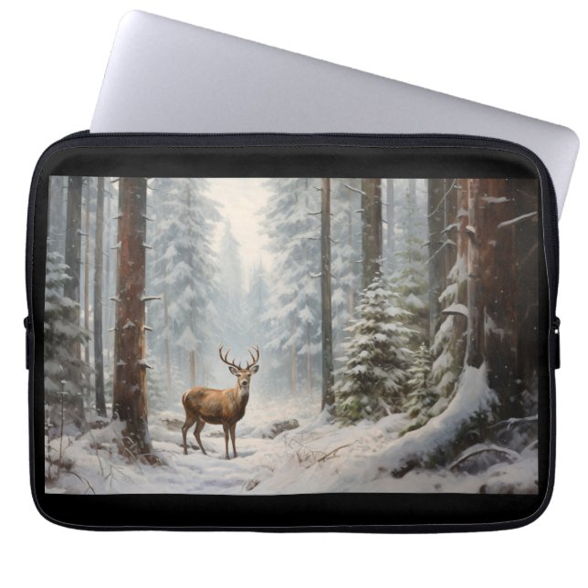Capa Para Notebook Deer In Winter Eletrônicos Bag (Frente)