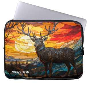 Capa Para Notebook Deer Sunset Woodland Mounains Nome Personalizado