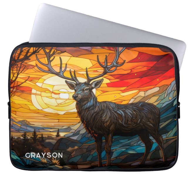 Capa Para Notebook Deer Sunset Woodland Mounains Nome Personalizado (Frente)