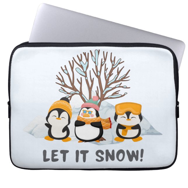 Capa Para Notebook Deixe-o nevar pinguins (Frente)