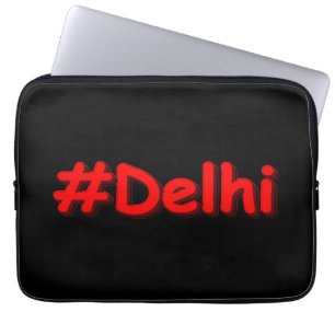 Capa Para Notebook "#Delhi" Design. Sinal de Caixa de Madeira do comp