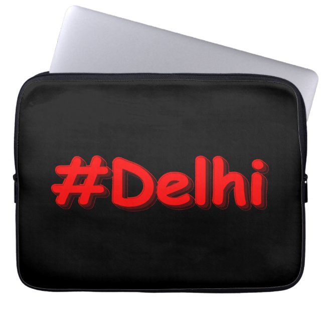 Capa Para Notebook "#Delhi" Design. Sinal de Caixa de Madeira do comp (Frente)