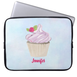 Capa Para Notebook Delicioso Berry de Cupcake Rosa no Topo Personaliz