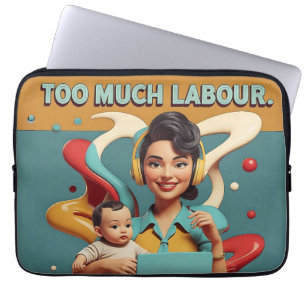 Capa Para Notebook Demasiado Trabalho - Design de Sátira Retrofeminis