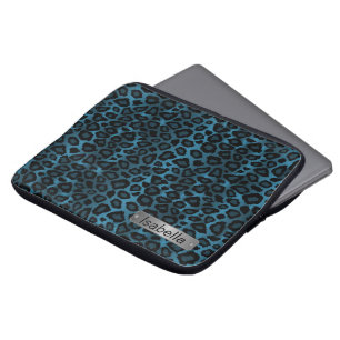 Capa Para Notebook Denim Blue Leopard Sking Design