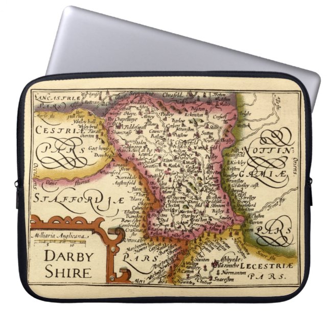 Capa Para Notebook Derbyshire (Darbyshire) County England Mapa Antiqu (Frente)