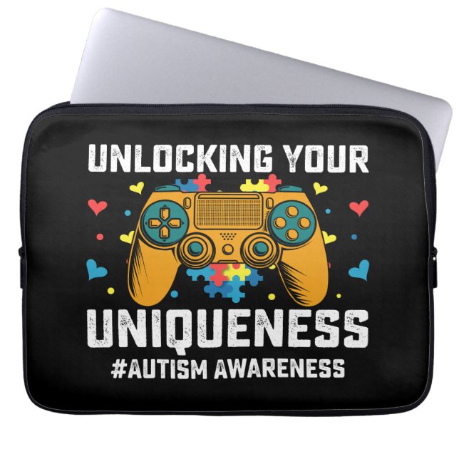 Capa Para Notebook Desbloqueando Sua Unicidade Autismo Jogos Gamer (Frente)