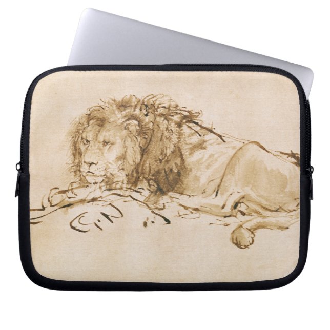 Capa Para Notebook Descanso do leão (caneta e tinta no papel) (Frente)