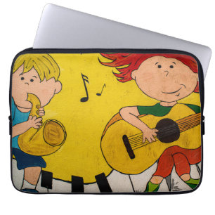 Capa Para Notebook desenho animado colorido de música ao vivo