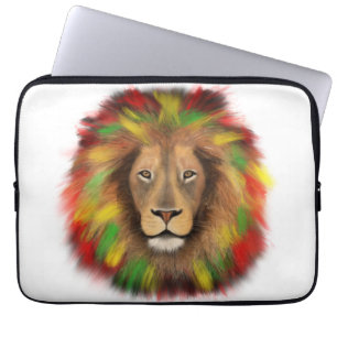 Capa Para Notebook Desenho da cabeça de leão Rasta vermelho amarelo v