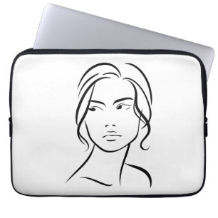Capa Para Notebook Desenho da face de uma mulher de linha 4