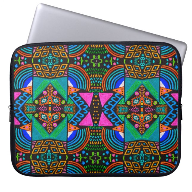Capa Para Notebook Desenho de arte africano. Padrão asteca sem costur (Frente)