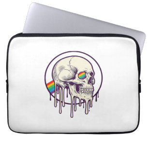 Capa Para Notebook Desenho de crânio pingando arco-íris com gravação