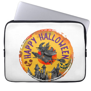 Capa Para Notebook Desenho de Halloween Feliz Halloween Bruxa