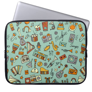 Capa Para Notebook Desenho de instrumentos musicais, padrão sem falh