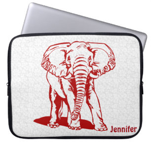 Capa Para Notebook Desenho De Linha De Elefante Vermelho Escuro, Cute