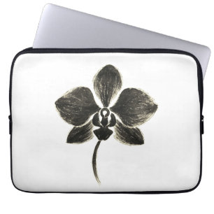 Capa Para Notebook Desenho de Linha Orquídea - Bolsa de laptop Botâni