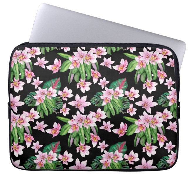 Capa Para Notebook Desenho de Orquídeas em Aquarela 27  (Frente)