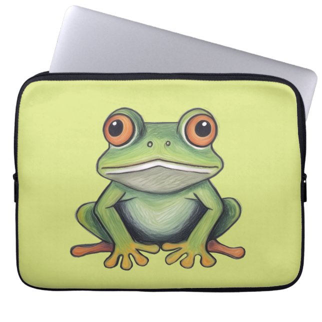 Capa Para Notebook Desenho de sapo com lápis de cor (Frente)