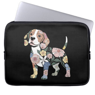 Capa Para Notebook Desenho de Silhueta de Beagle Florido