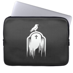 Capa Para Notebook Desenho de Silhueta de Tumba de Corvo de Halloween