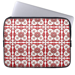 Capa Para Notebook Desenho Intricado de Floco de Neve Vermelho