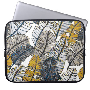 Capa Para Notebook Desenho manual: Folhas tropicais