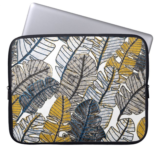 Capa Para Notebook Desenho manual: Folhas tropicais (Frente)