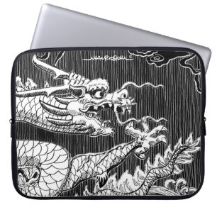 Capa Para Notebook Desenho tradicional em caneta de dragão chinês