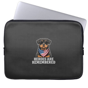 Capa Para Notebook Desenho Vetorial de Cão Herói Rottweiler Patriótic