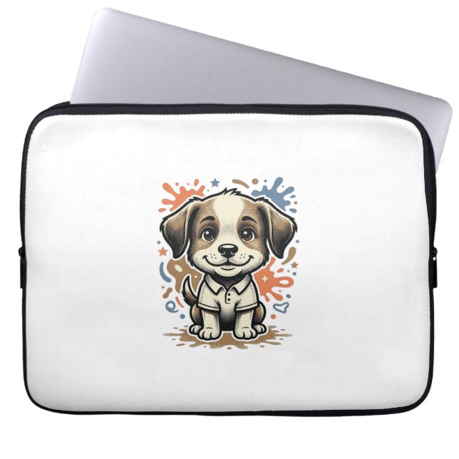 Capa Para Notebook Desenho Vetorial de Gravação de Splash de Cachorri (Frente)