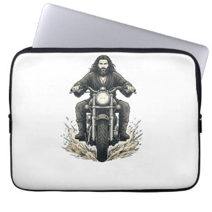 Capa Para Notebook Desenho Vetorial de Motociclista com Gravação Anti