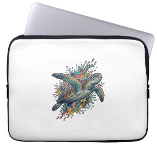 Capa Para Notebook Desenho Vetorial de Tartaruga Marinha Splash de Gr