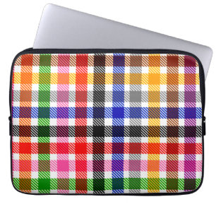 Capa Para Notebook Desenho Xadrez Tártan em Twill Colorido Branco