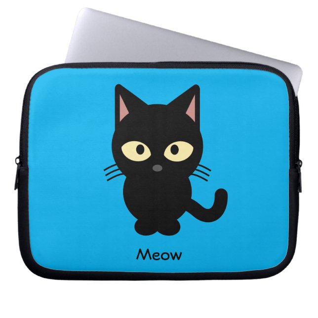 Capa Para Notebook Desenhos animados bonitos do meow do gato preto (Frente)
