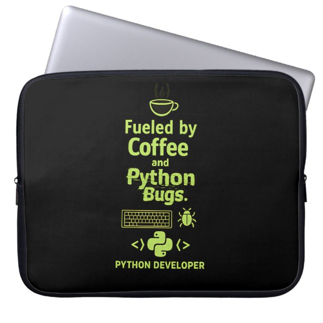 Capa Para Notebook Desenvolvedor Python Engraçado – Alimentado por Bu (Frente)