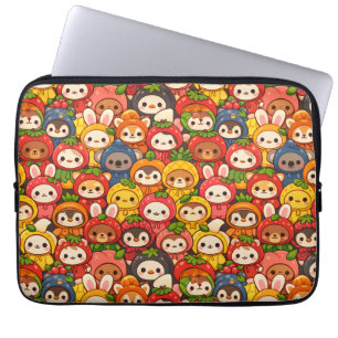 Capa Para Notebook Desfile de Amigos Frutas Chibi Animal Fofo