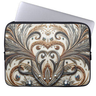 Capa Para Notebook Design Barroco Glamoroso com Glitter e Pedras Gama