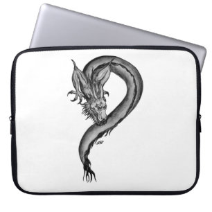 Capa Para Notebook Design branco e preto do dragão