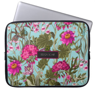 Capa Para Notebook Design cachecol com gerânios e flores silvestres.