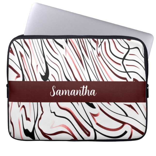 Capa Para Notebook Design de Abstrato preto branco vermelho (Frente)