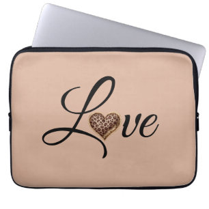 Capa Para Notebook Design de Amor Coração de Leopardo Glamour