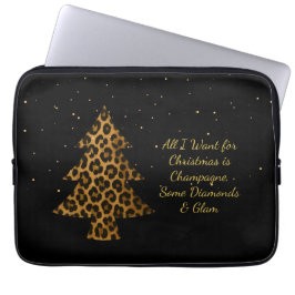 Capa Para Notebook Design de árvore de Natal com onça chic para feria