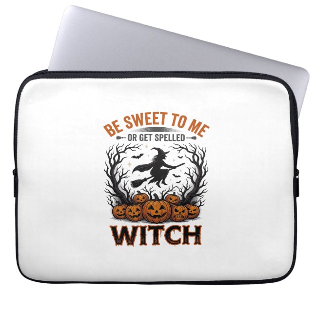 Capa Para Notebook Design de Bruxa de Halloween Seja Doce ou Seja Enf (Frente)