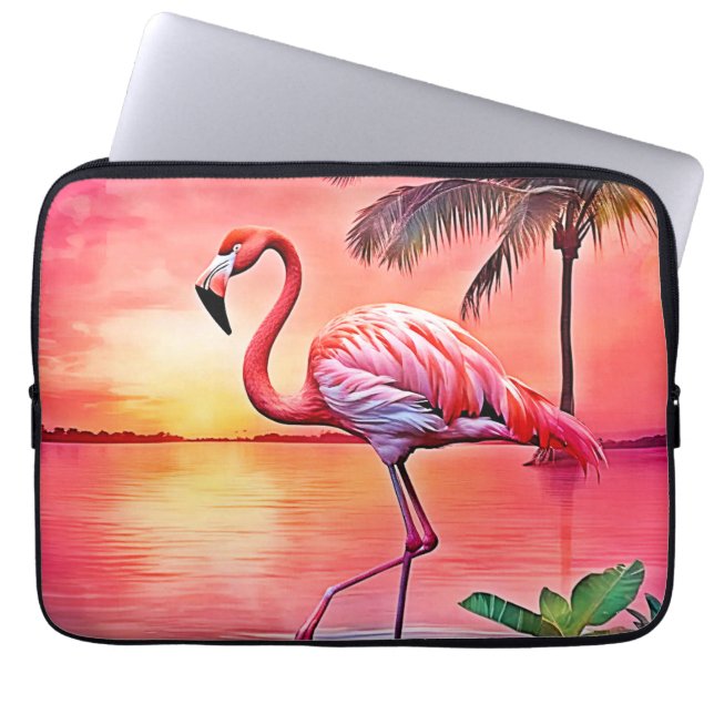 Capa Para Notebook Design de cena de Flamingo rosa (Frente)