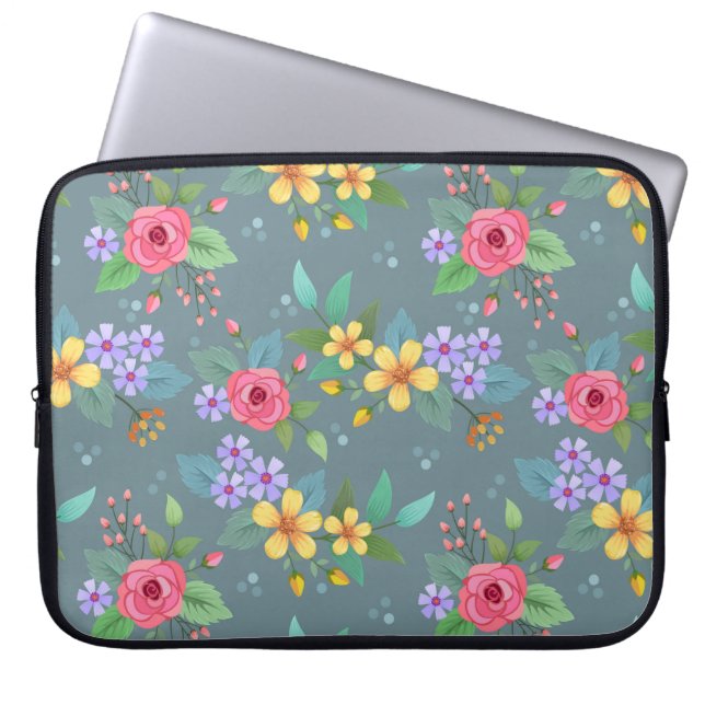 Capa Para Notebook Design de colheita de flores desenhadas manualment (Frente)