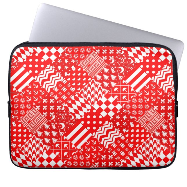 Capa Para Notebook Design de Correção de Padrões Mistos Red White (Frente)