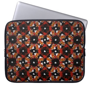 Capa Para Notebook Design de flor de vintage esculpida em vermelho, c